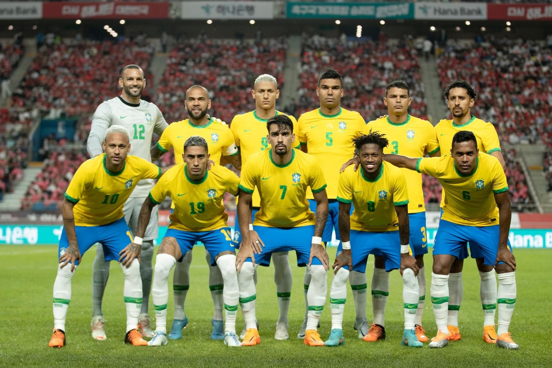 O elenco do Brasil três jogos do hexa da Copa do Mundo