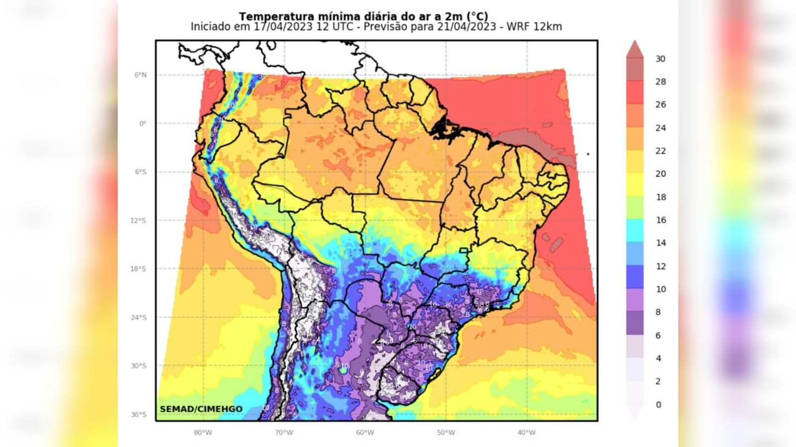 Previsão do tempo: Temperaturas em queda e chuva nesta quarta-feira (10)