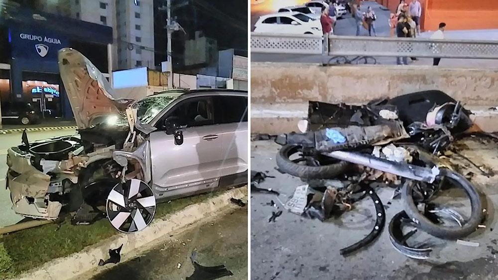 G1 - Motociclista e garupa morrem em acidente entre carro e moto